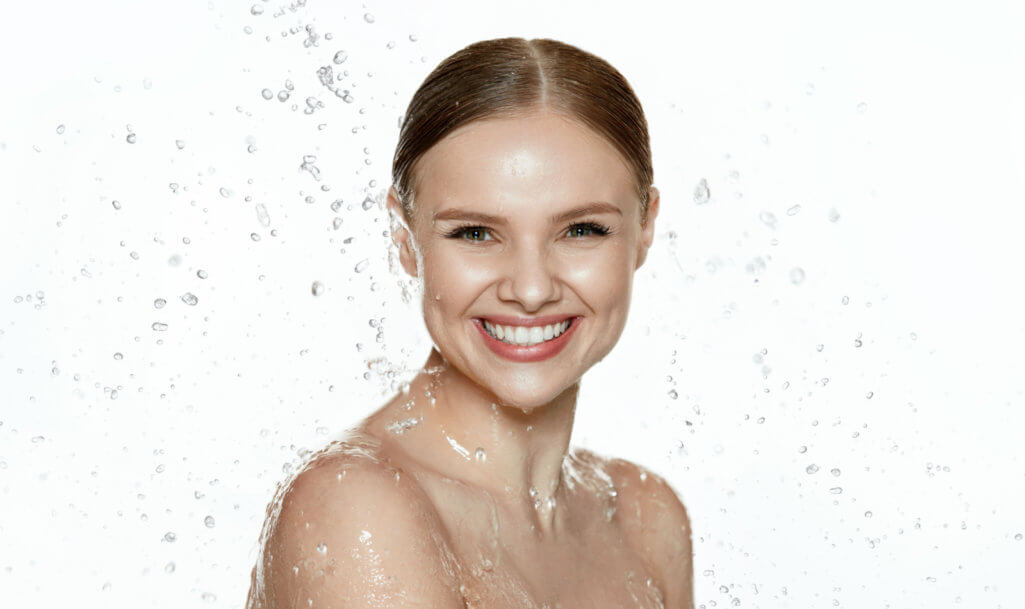 Beauty. Woman With Water On Face And Body. Spa Skin Care