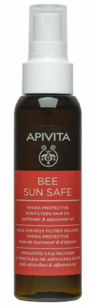 Apivita Bee Sun Safe Hydra Protective Sun Filters Hair Oil With Sunflower & Abyssinian Oil 100ml