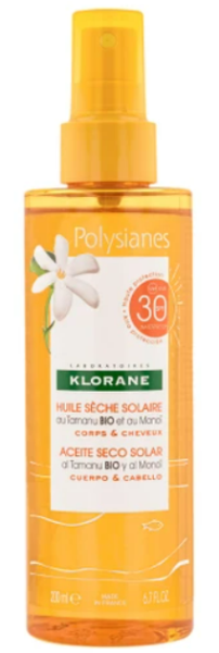 Klorane Sun Polysianes Huile Seche Solaire au Monoi Spf30, 200ml