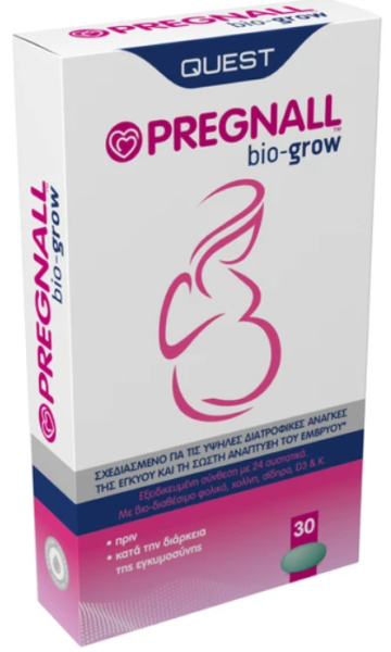 Quest Pregnall Bio-Grow Хранителна добавка преди и по време на бременност 30 Tabs